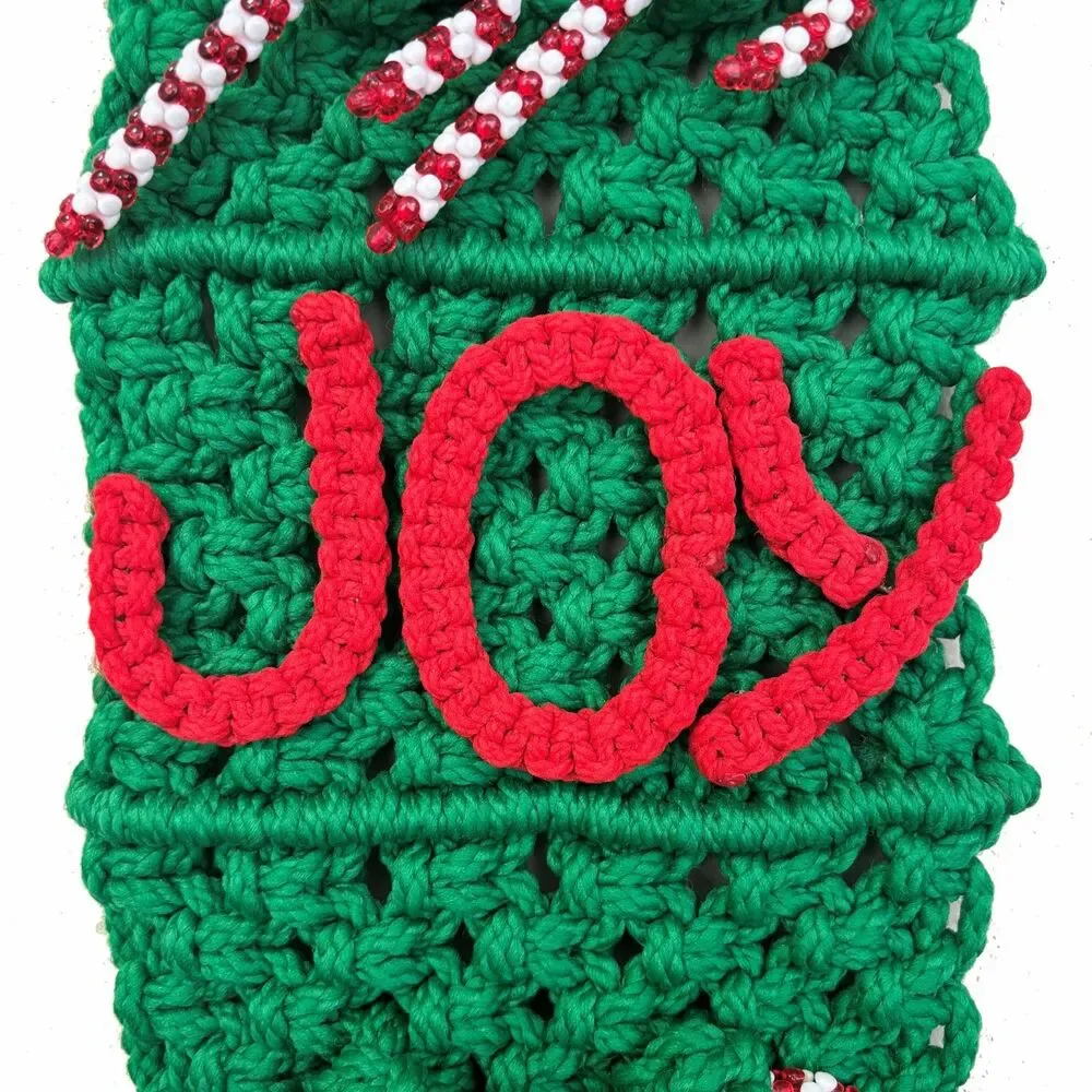 70s Macrame Christmas Wall Hanging Holiday Decor Vintage Retro 23”